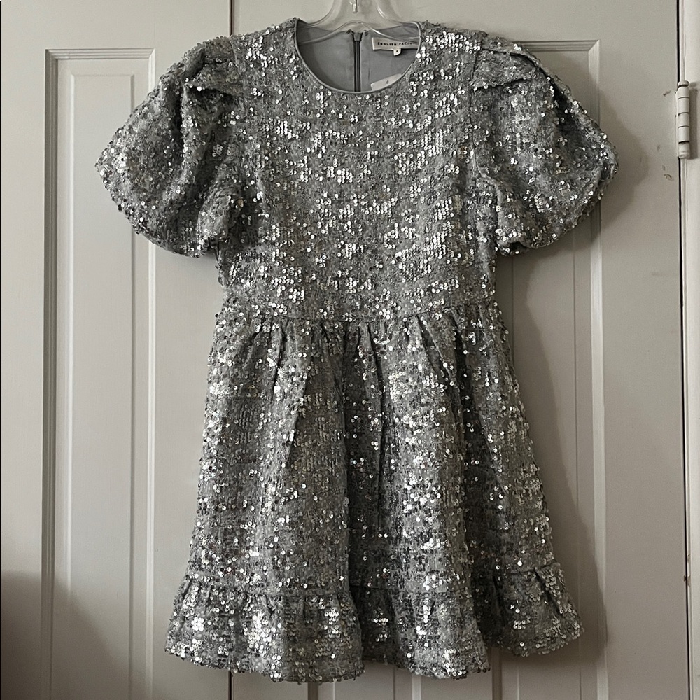 NWT English Factory SEQUIN TWEED TIERED MINI DRESS - Picture 6 of 9